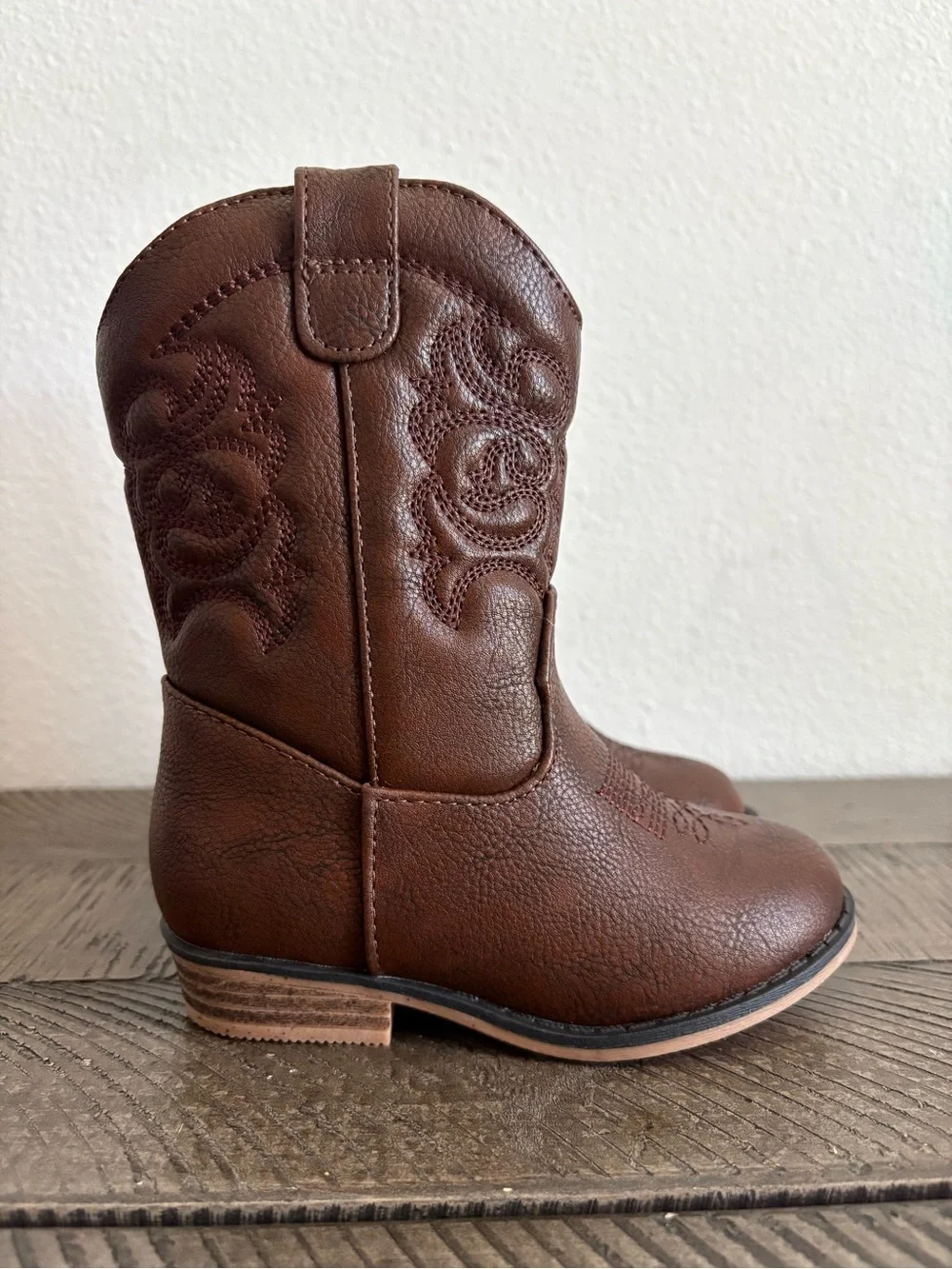 Cat & Jack Brown Embroidered Kids Western Boots